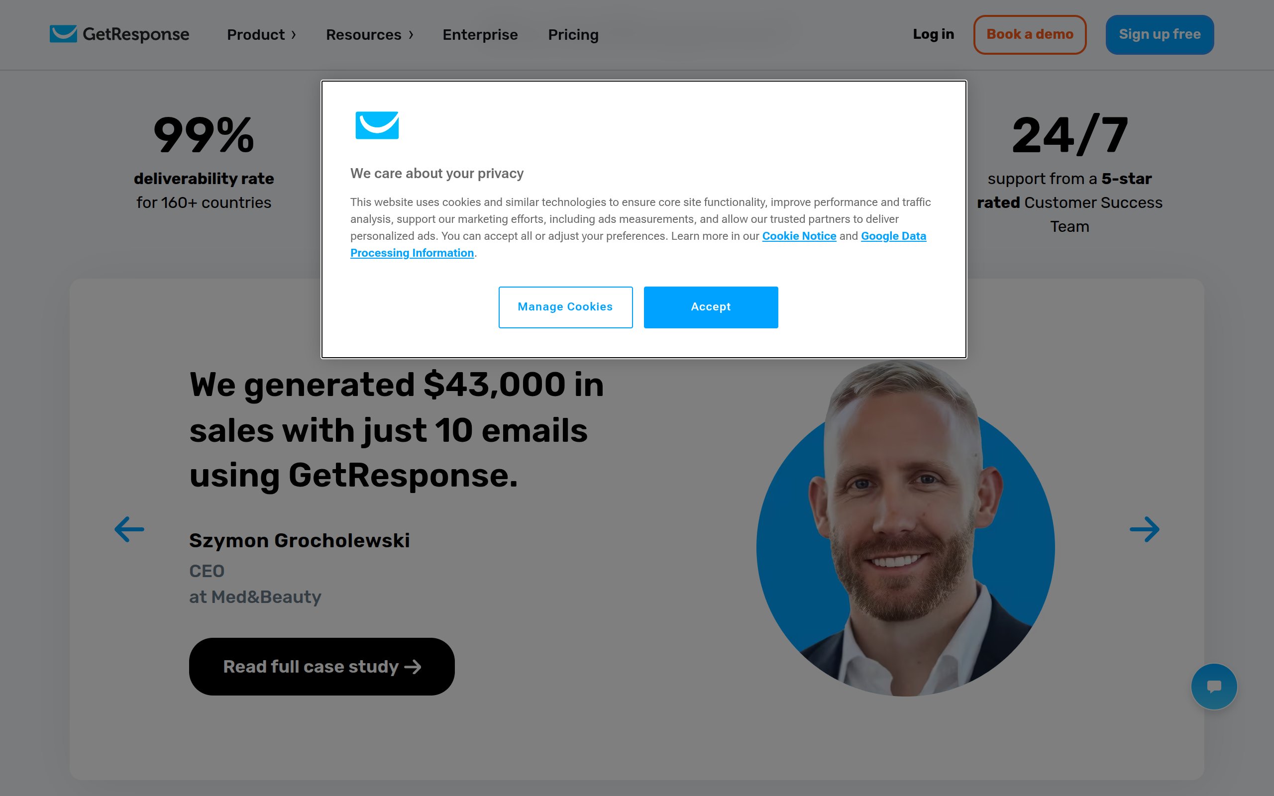 GetResponse - website image