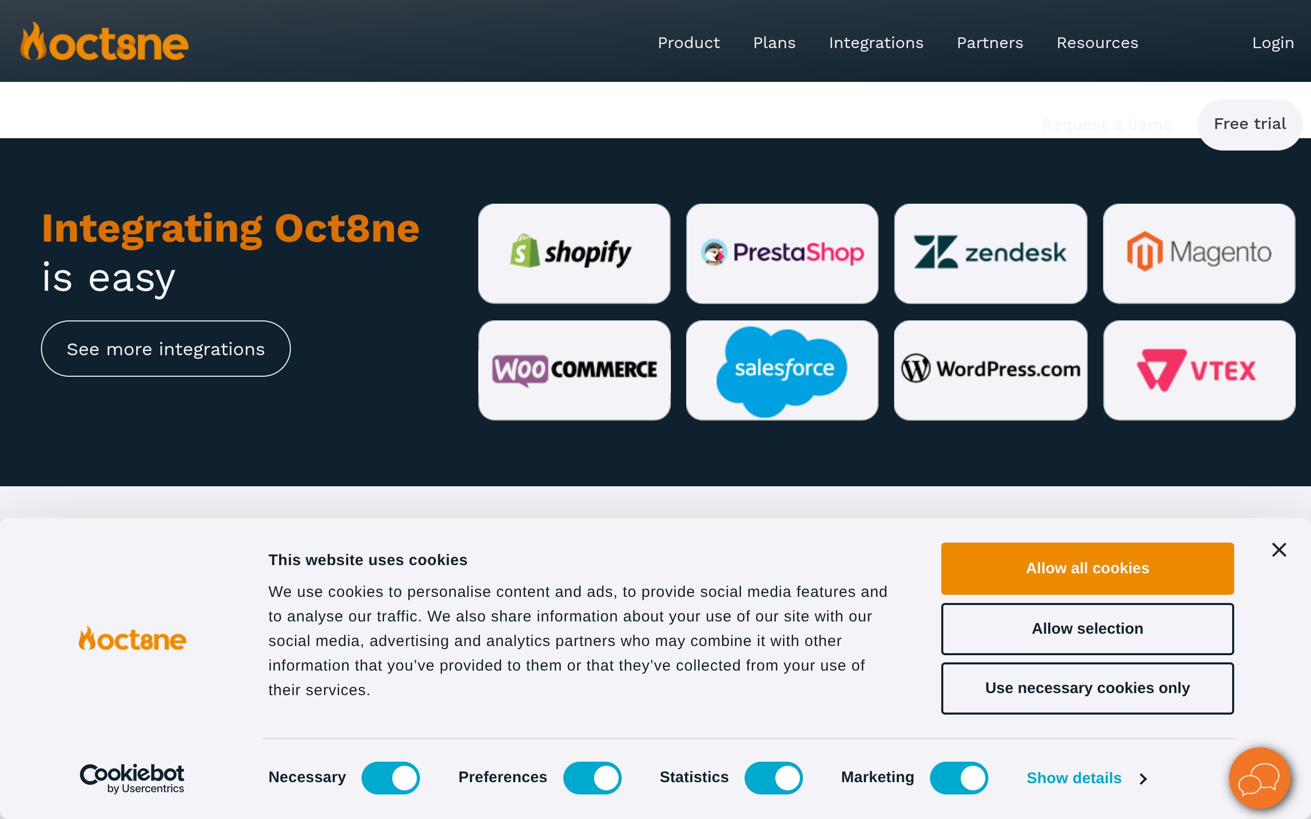 Oct8ne - website image