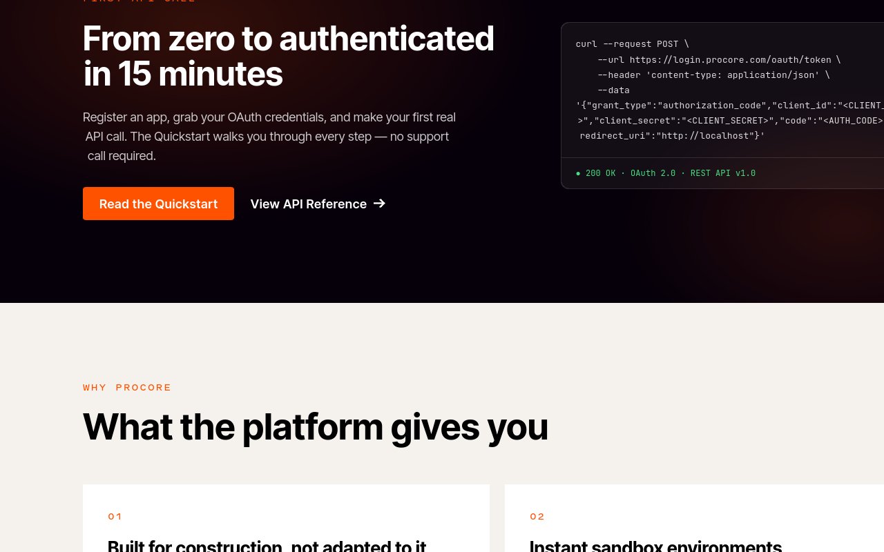 Procore - website image