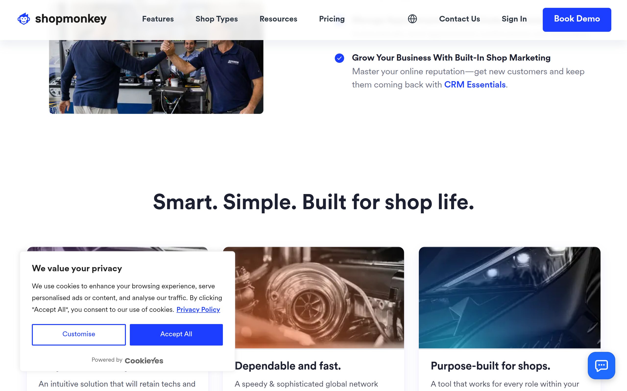 Shopmonkey - website image