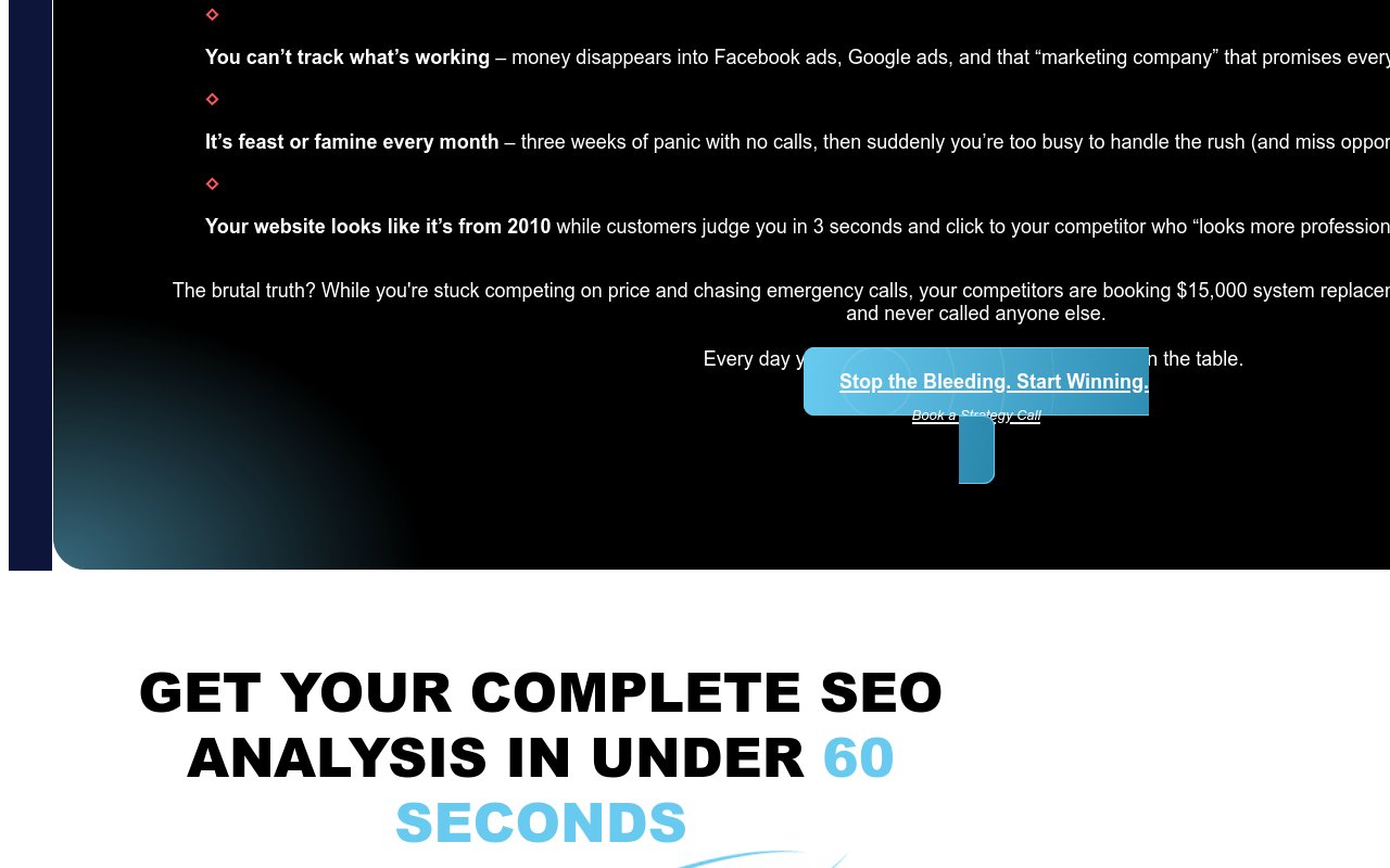 Elevated HVAC Marketing - website image