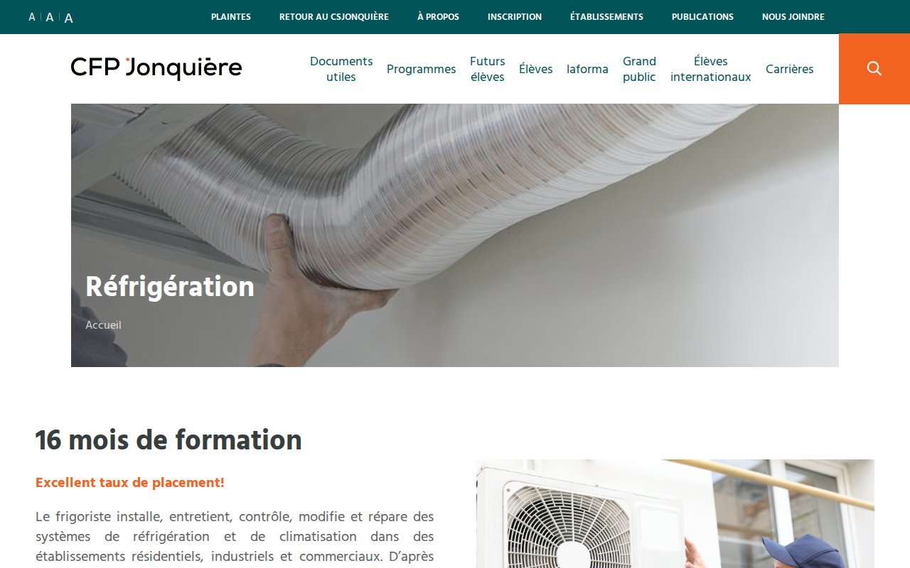 CFP de Jonquière — Réfrigération (Refrigeration) - website image