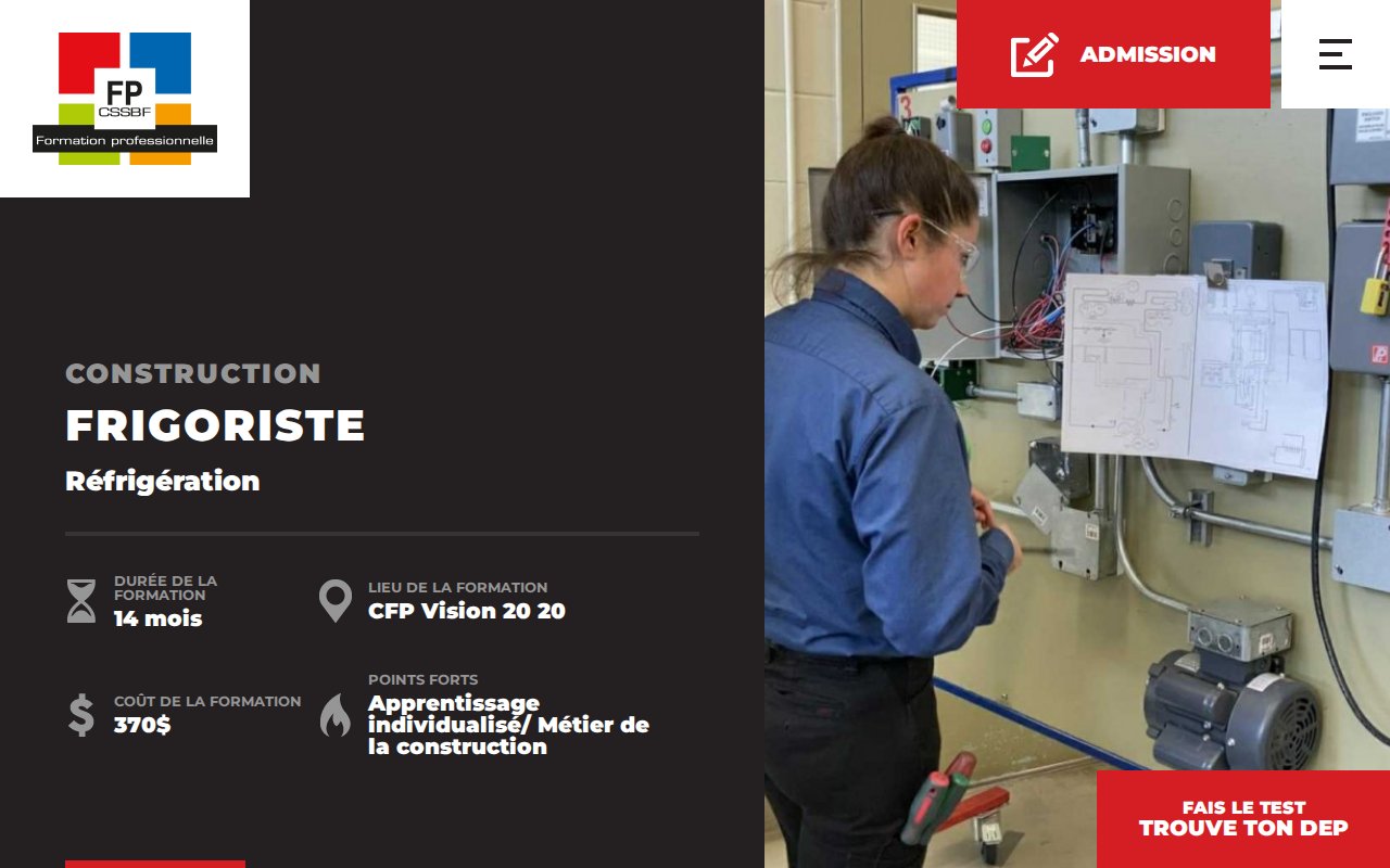 CSSBF Training Center — Réfrigération - Frigoriste (Refrigeration Specialist) - website image