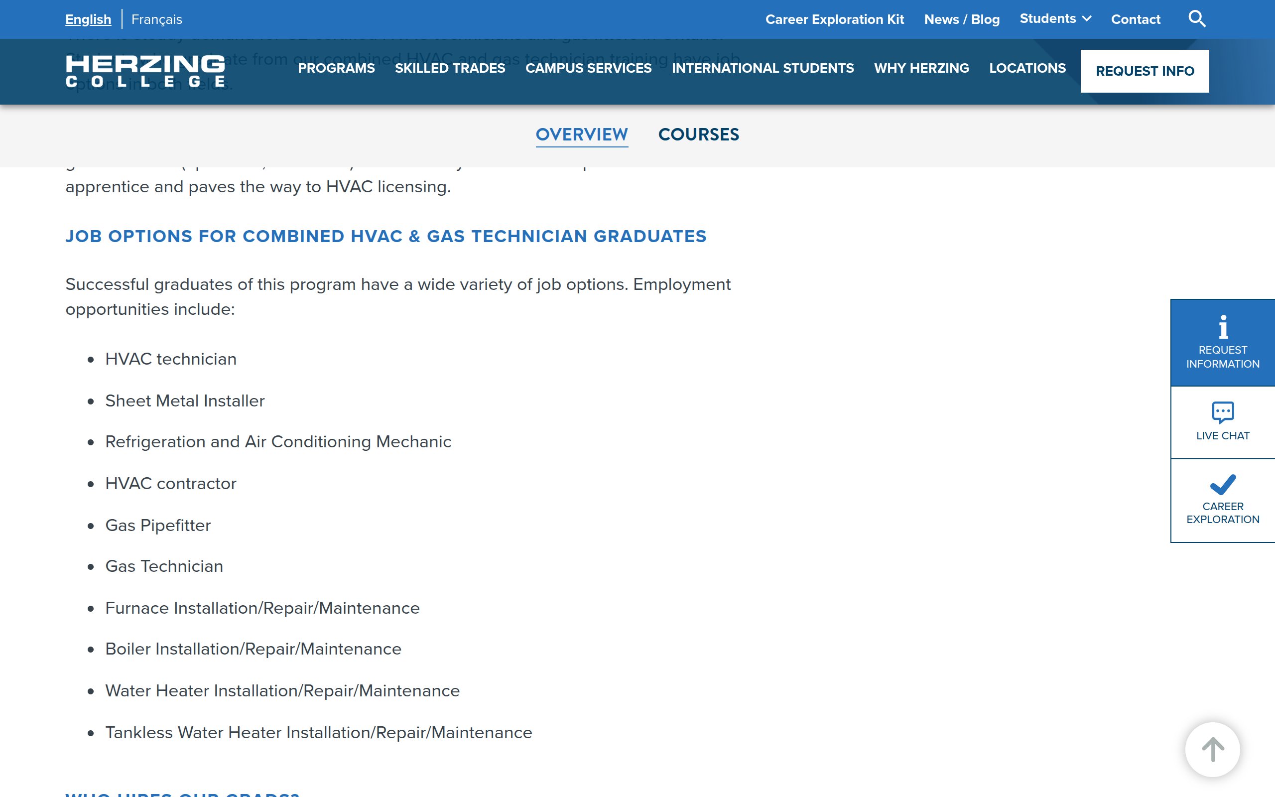 Herzing College — Gas Technician 2 - website image