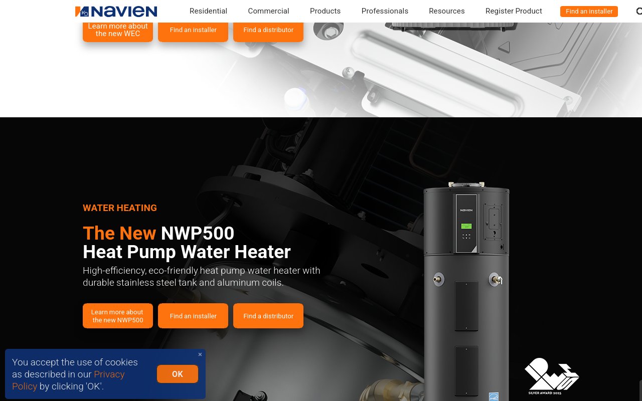 Navien Inc. - website image