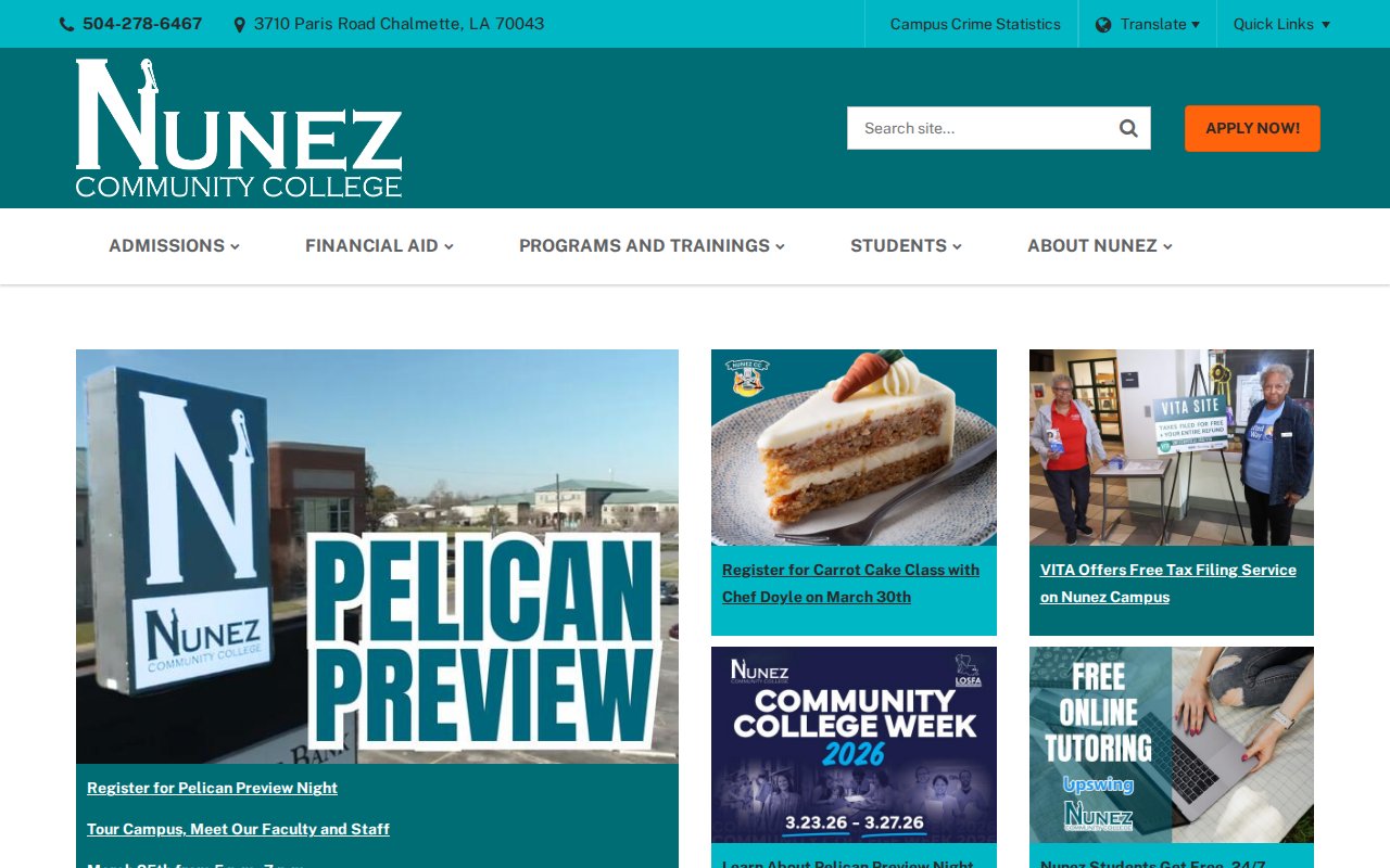Nunez Community College — Heating, Air Conditioning, and Refrigeration AAS - website image