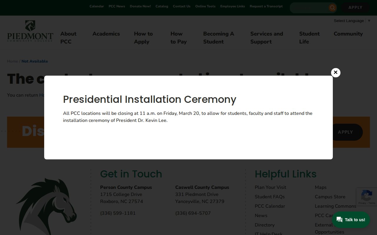 Piedmont Community College — Heating, Ventilation, Air Conditioning and Refrigeration (HVACR) - website image