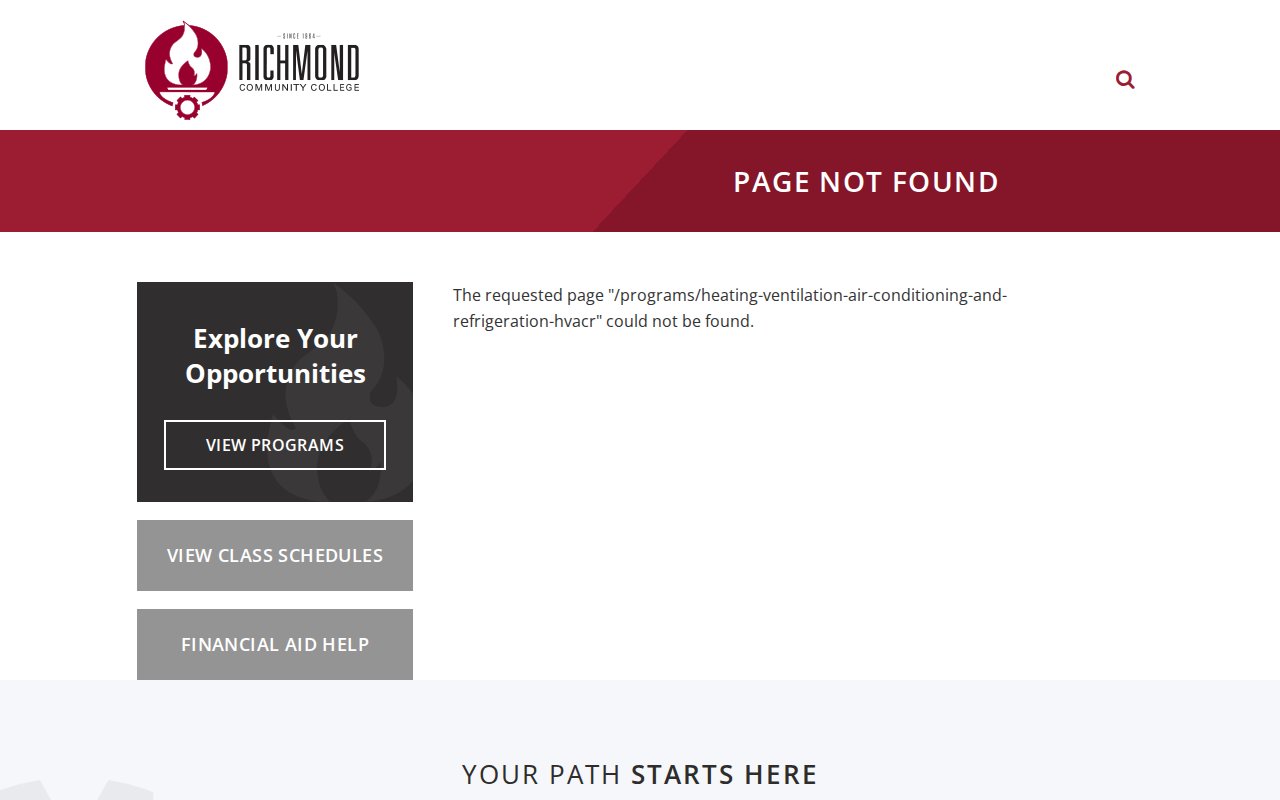 Richmond Community College — Heating, Ventilation, Air Conditioning and Refrigeration (HVACR) - website image