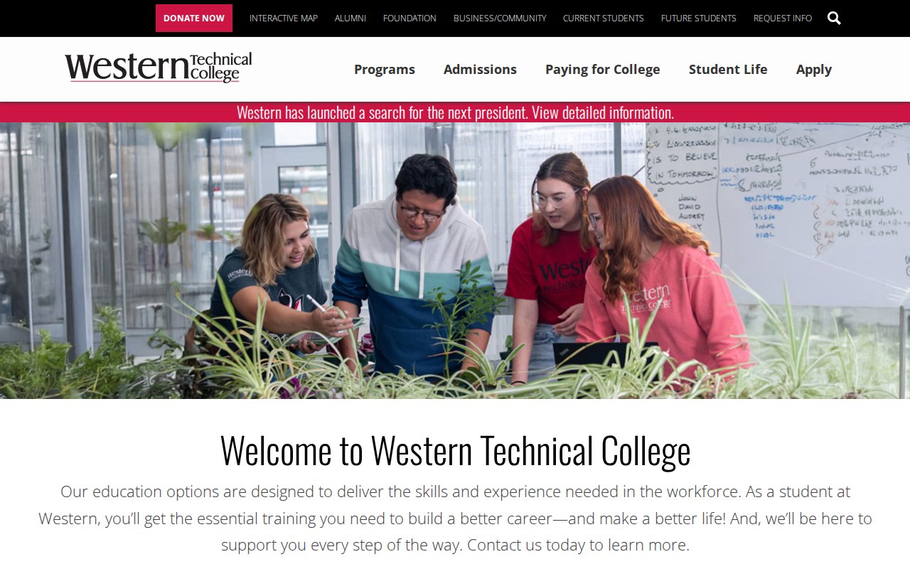 Western Technical College — Air Conditioning, Heating & Refrigeration - website image